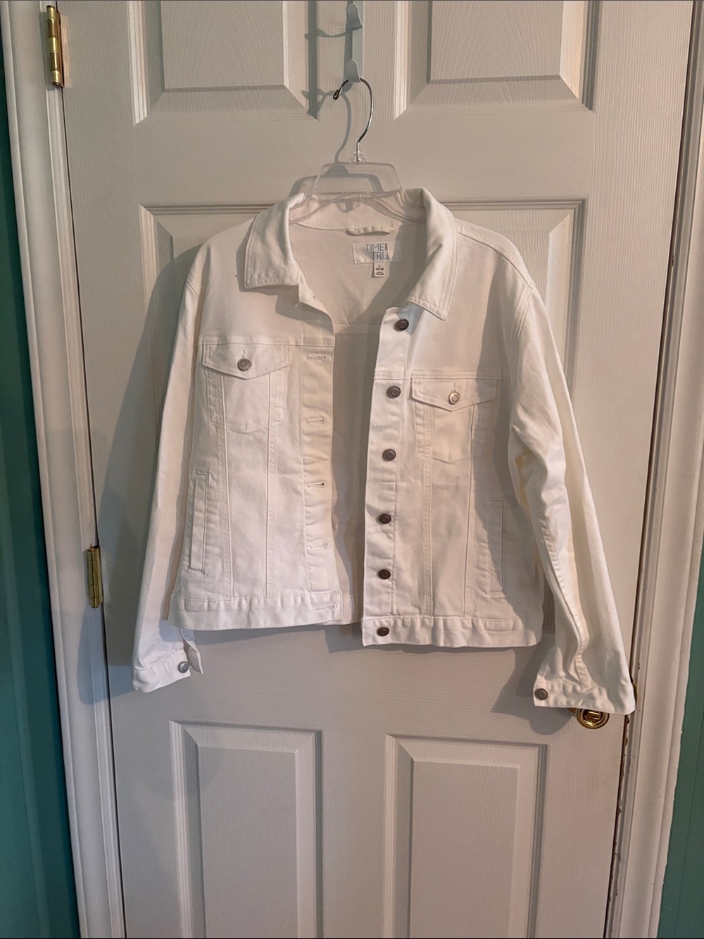 Time and Tru White Denim Jacket - Button-Front Jean Jacket